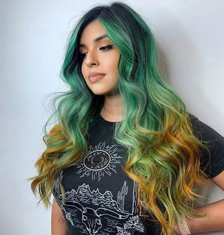 orange and green hair
