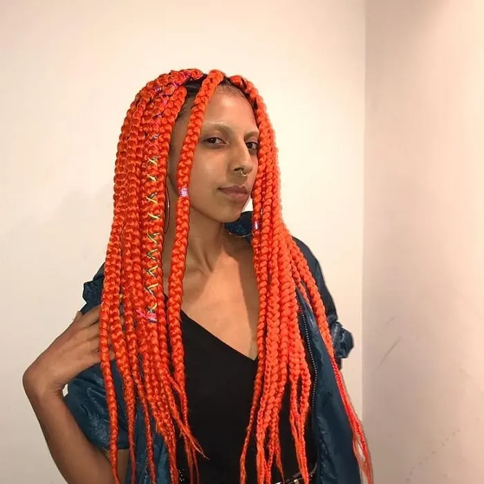 orange jumbo box braids