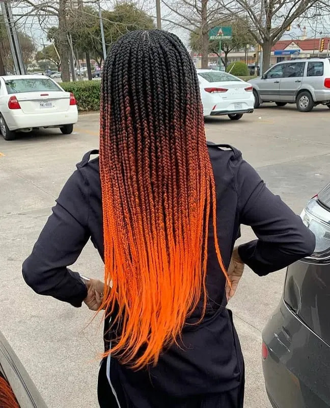 orange ombre box braids