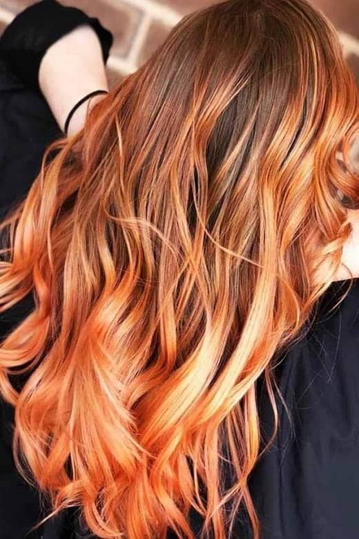light orange ombre on brown hair