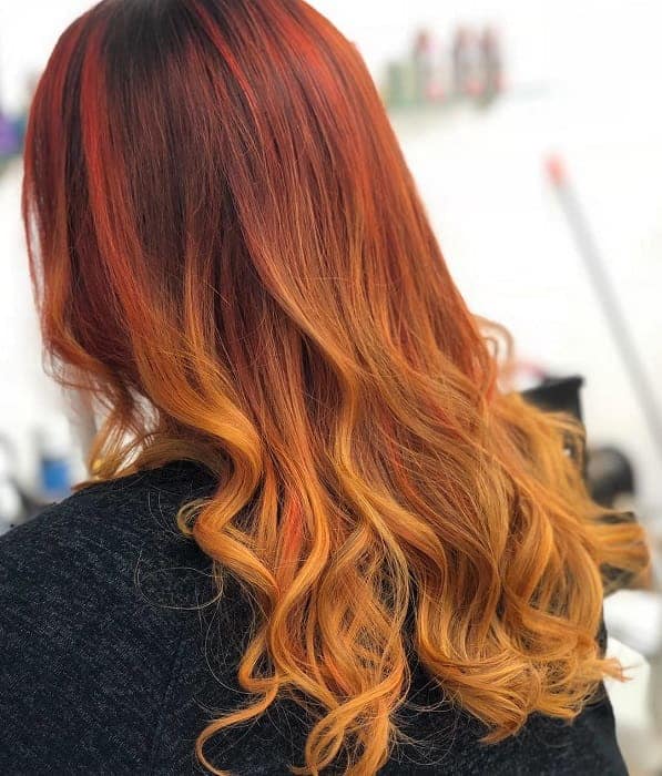 women with orange ombre hair