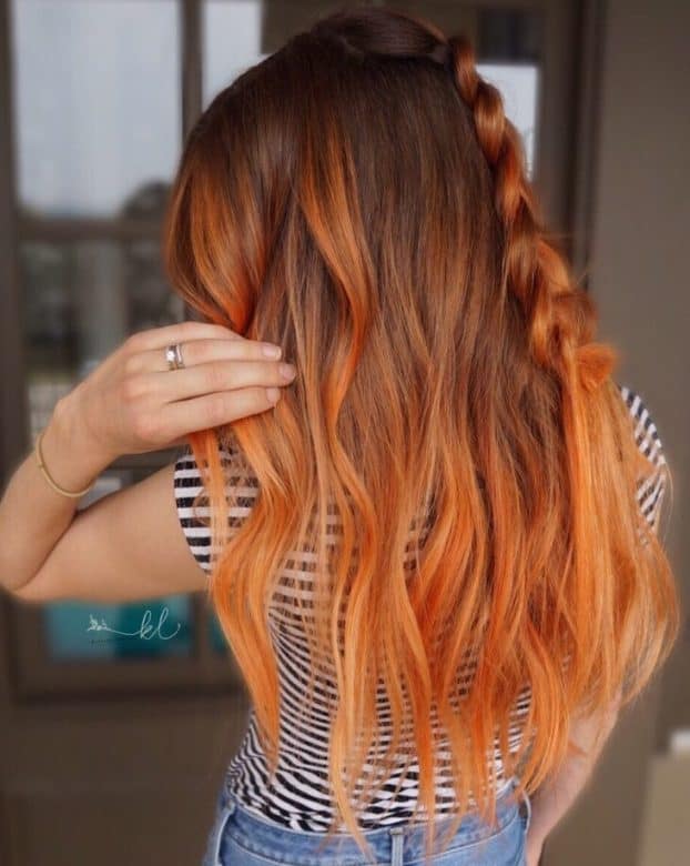 orange ombre on copper hair