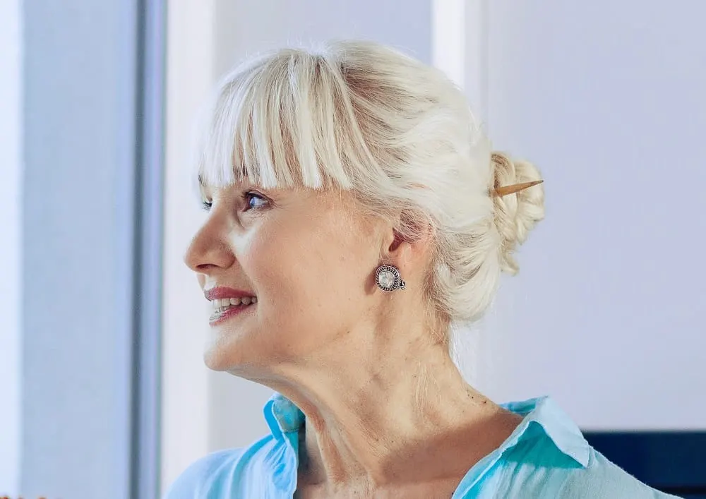 over 50 woman with Japanese hair bun