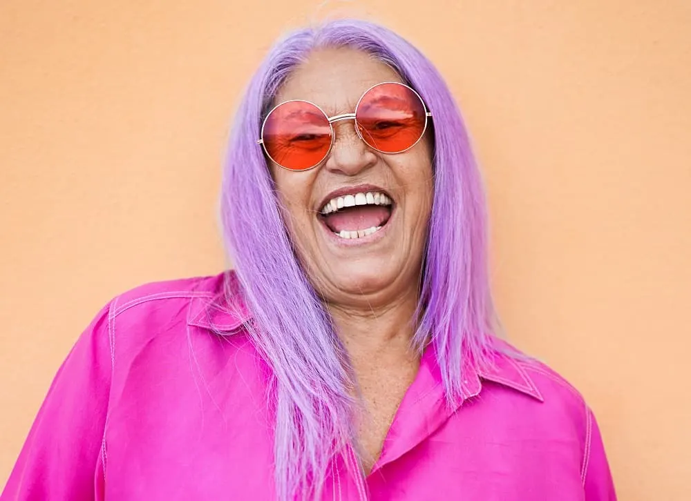 over 50 woman with purple hair