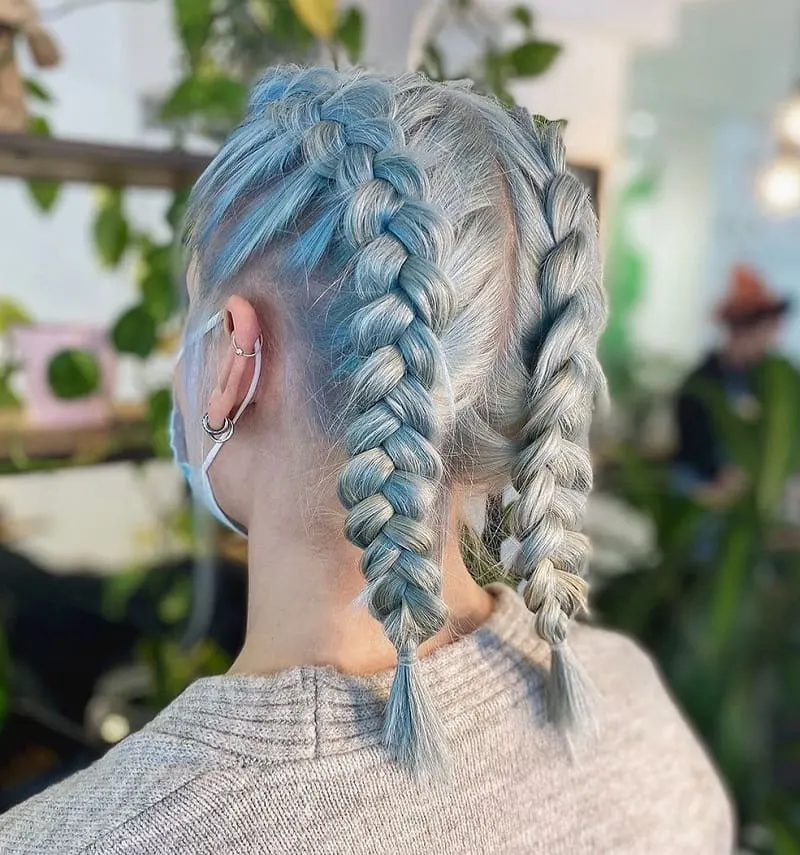 pastel blue braids