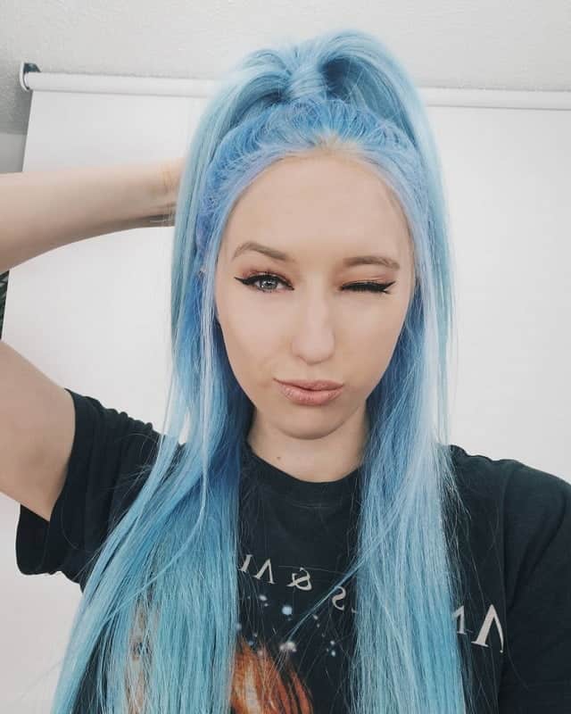 pastel blue color ponytail