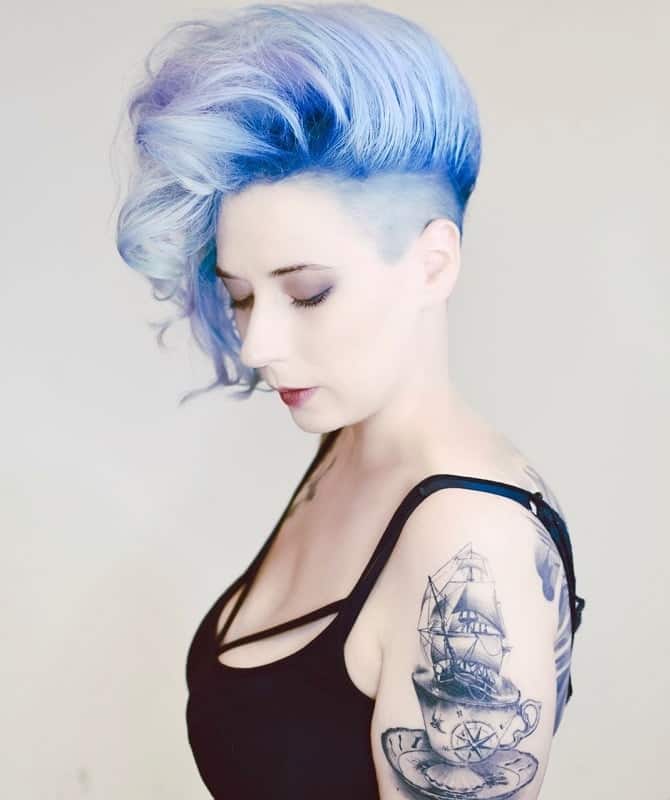 shaved side pastel blue hair 
