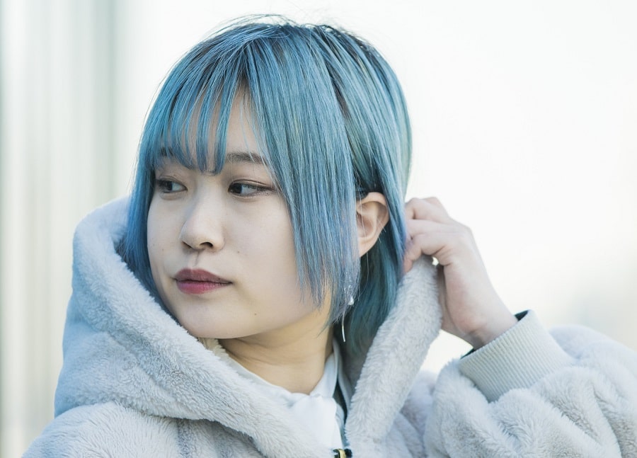 pastel blue hair color for Asian women