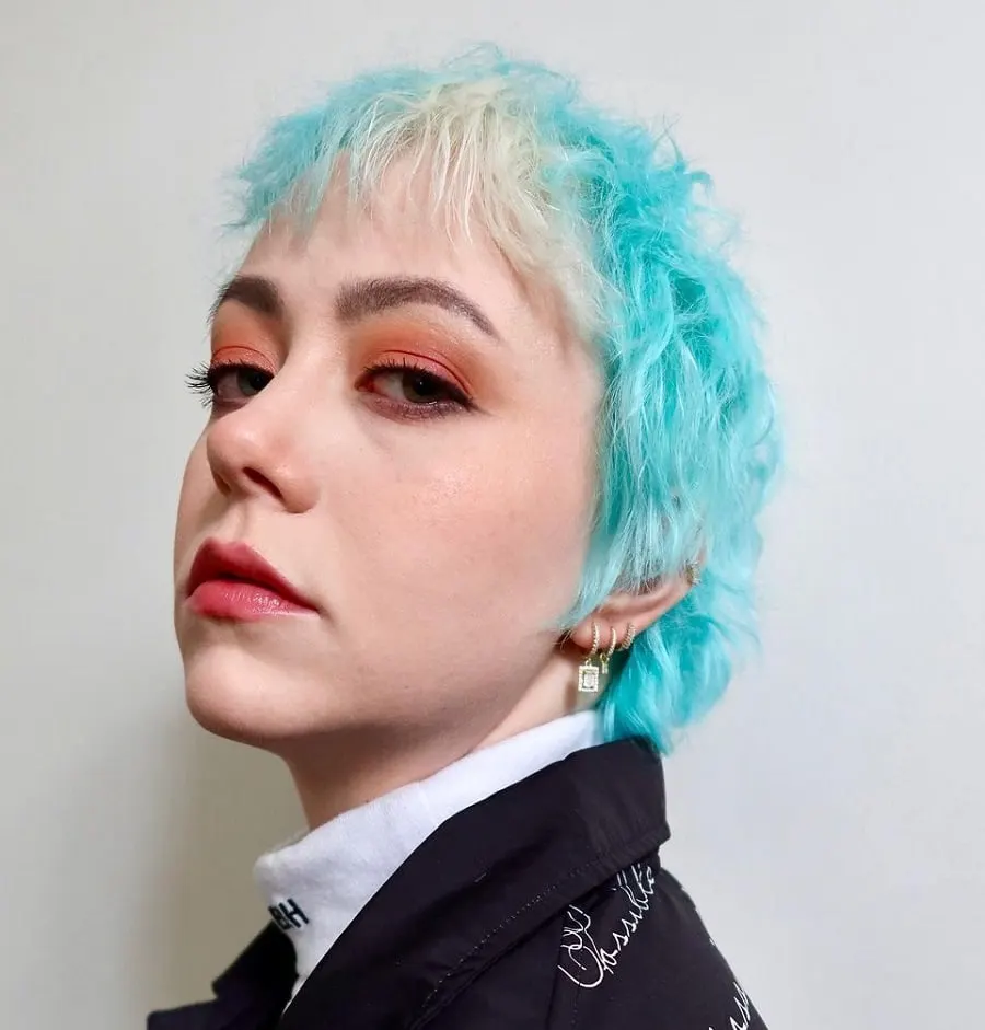 pastel blue pixie mullet