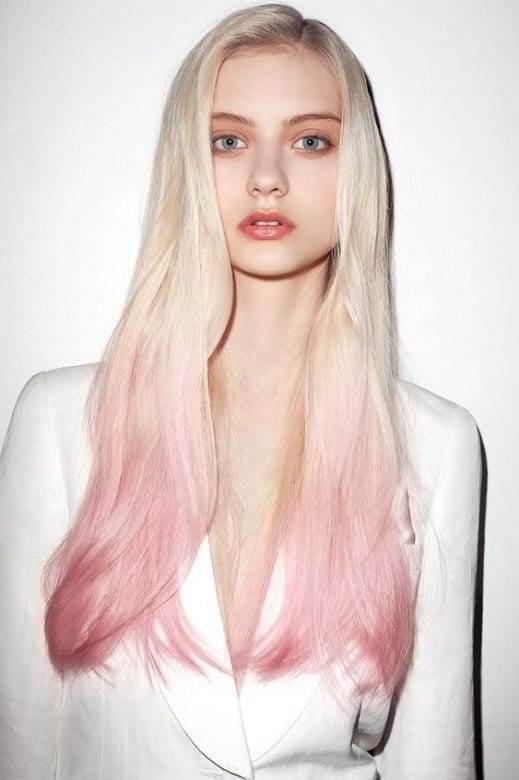 pastel pink ombre on blonde hair