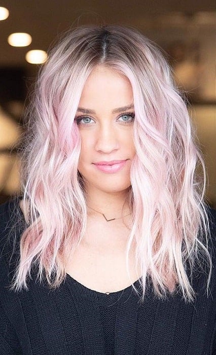 Messy pastel pink hair
