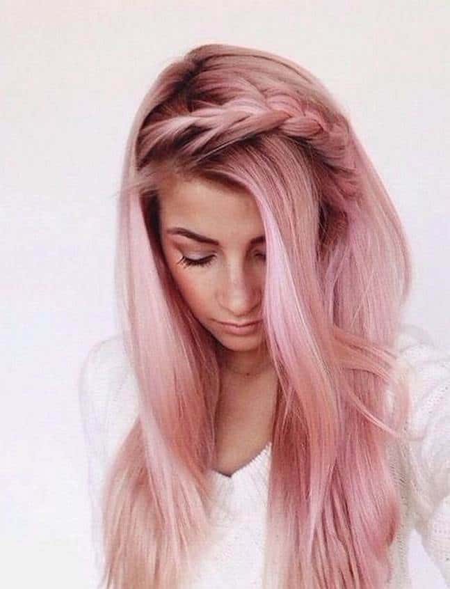 Pastel pink braided hairstyle