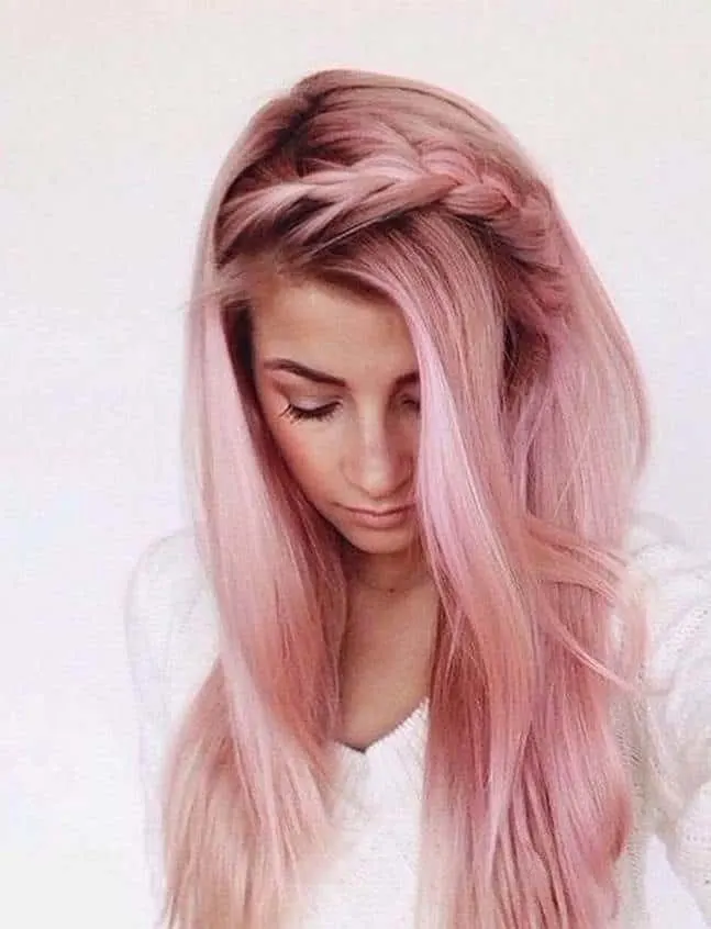 Pastel pink braided hairstyle