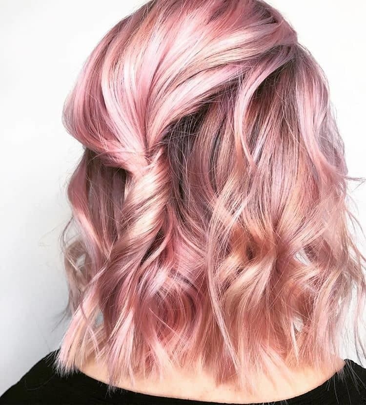 Peach pastel pink hair