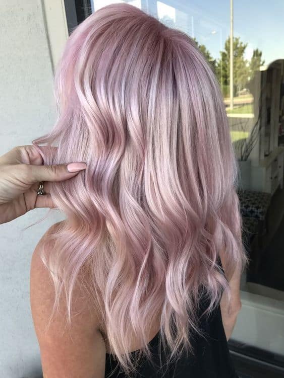 Grayish pastel pink hair color for modern women