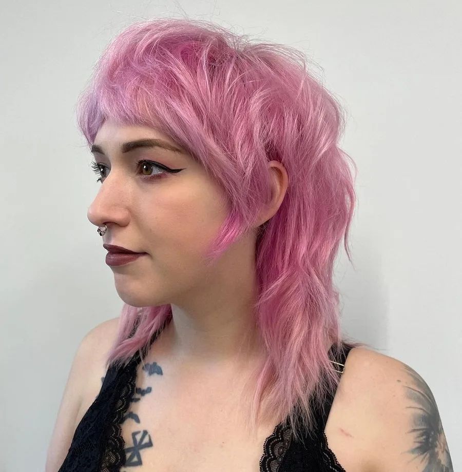 pastel pink mullet