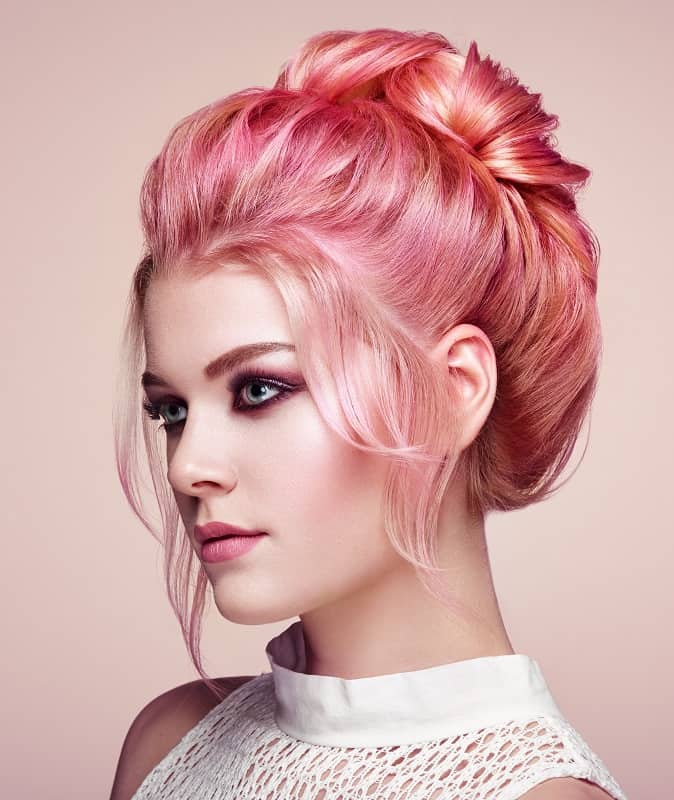 pastel rose gold hair