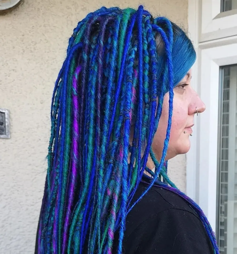 peacock color dreads