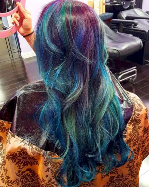 Mermaid Peacock Hair Color idea for girl