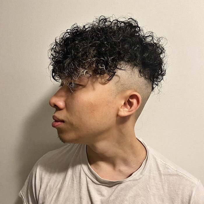 men's perm hair with shaved sides