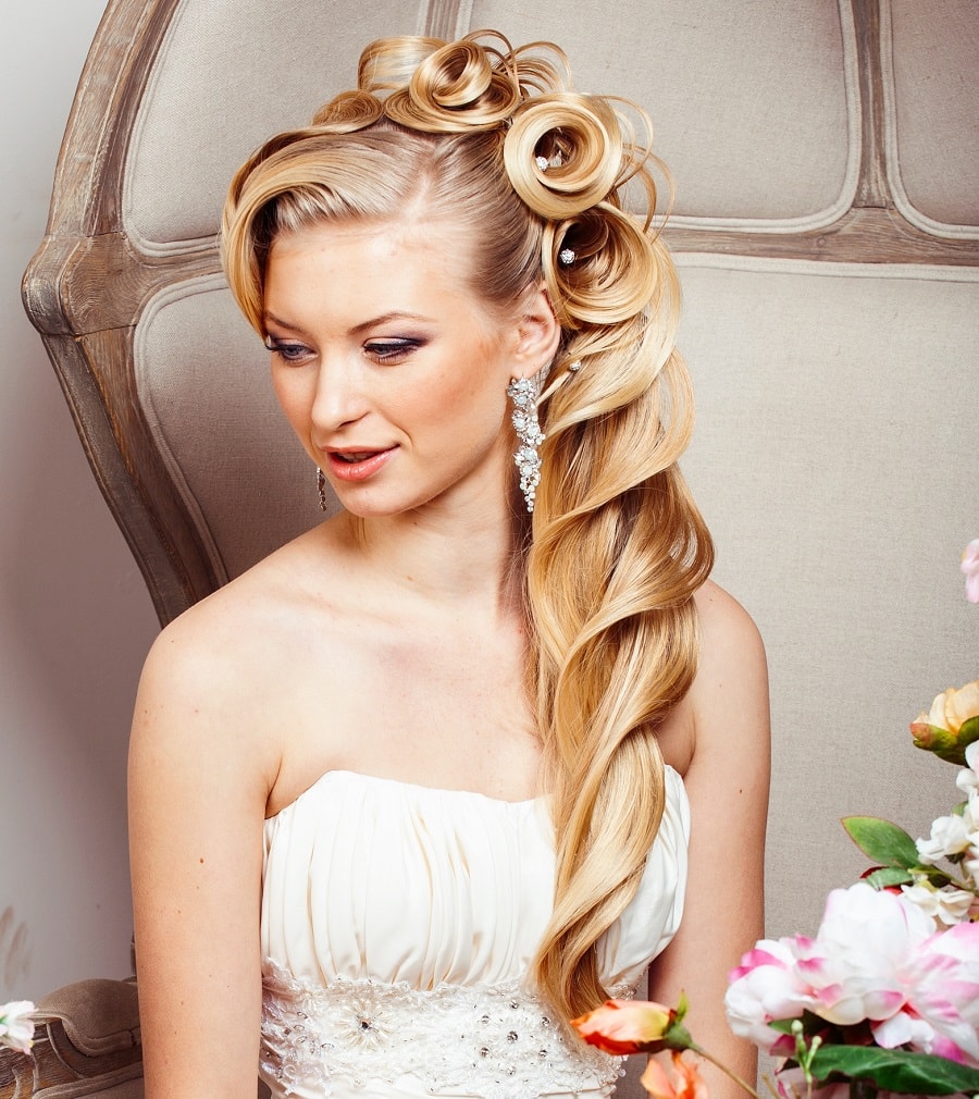 pin up wedding hairstyle for long hair
