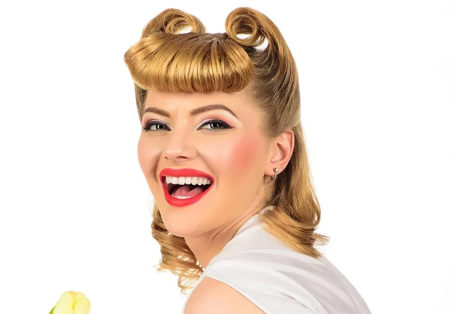 pin up wedding hairstyle with bangs