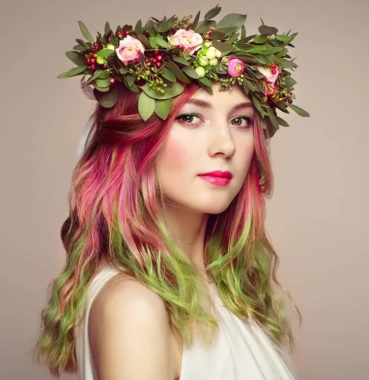 pink and green hair