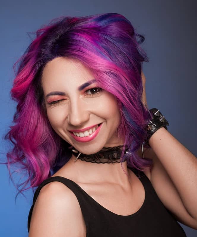 pink and purple balayage hair