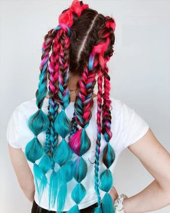 pink and teal ombre hair