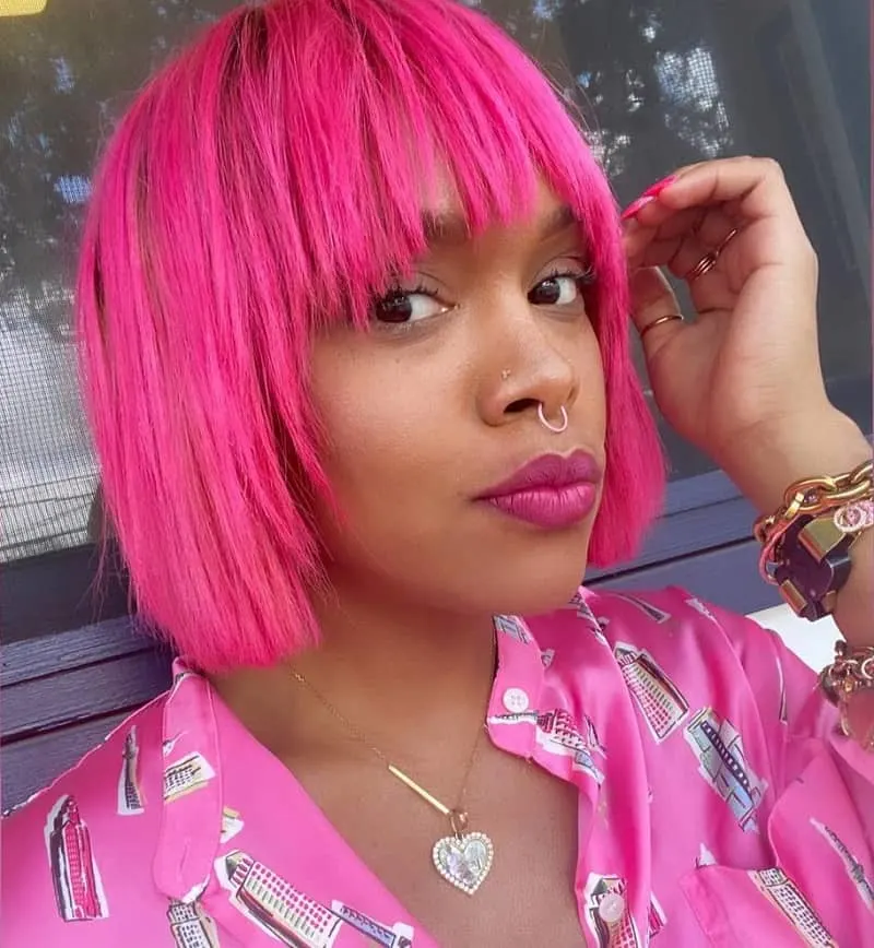 pink bob for black women