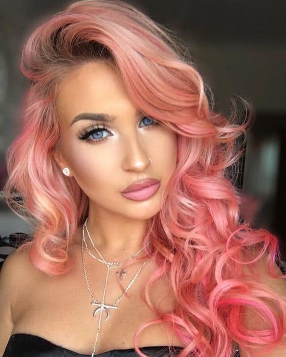light pink curly hairstyle