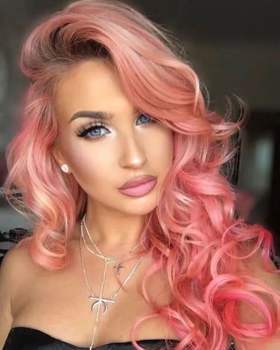 light pink curly hairstyle