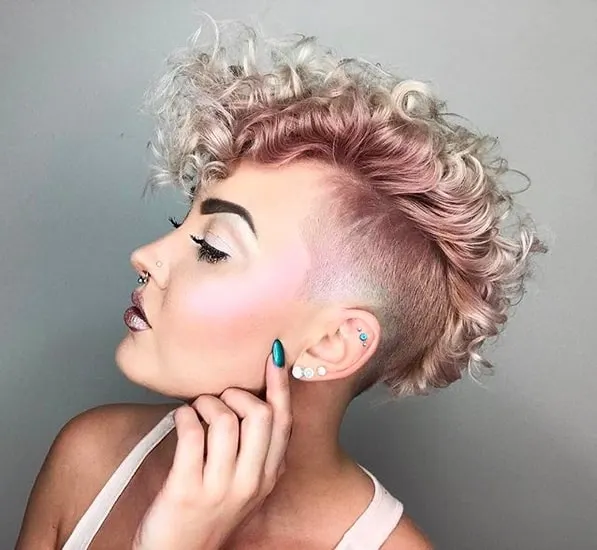 Curly Pink Hair with Undercut
