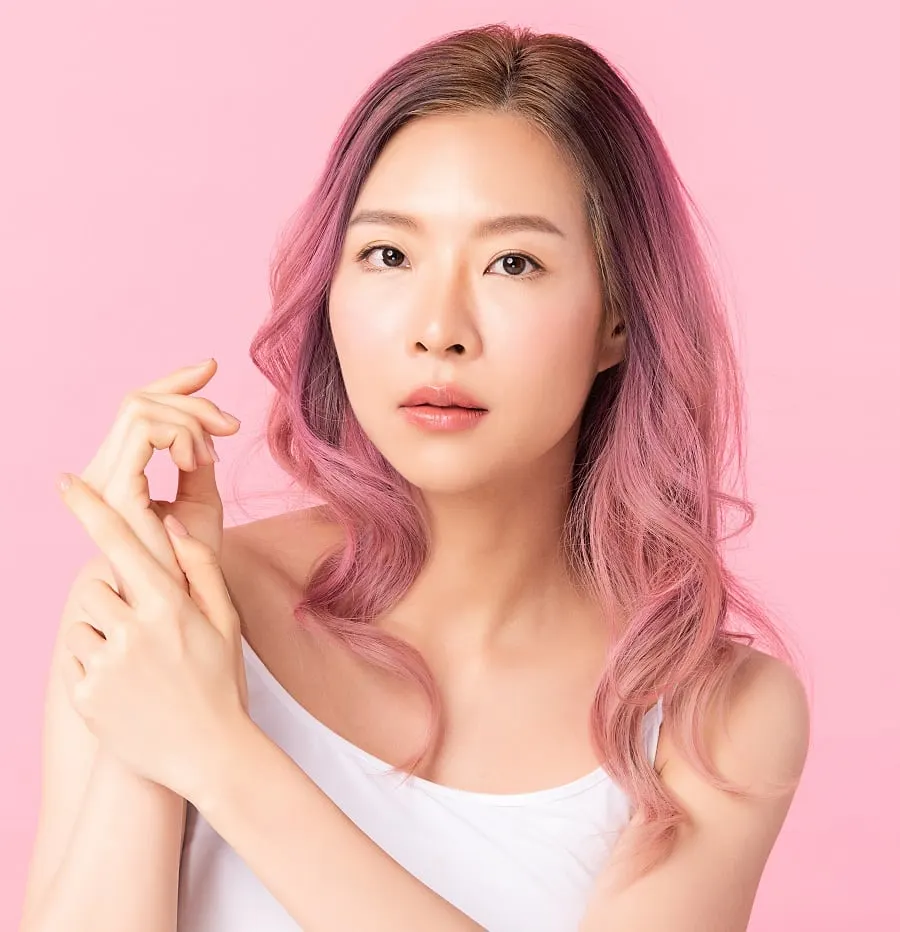 pink hair color for asian women