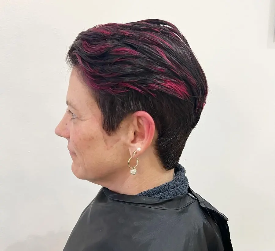 pink highlights on black hair