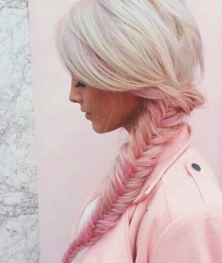 Baby Pink Fishtail Braid for Blonde Hair