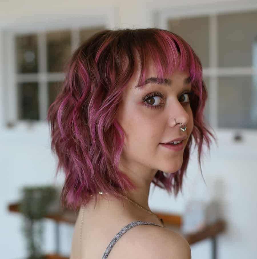 pink highlights on short hair