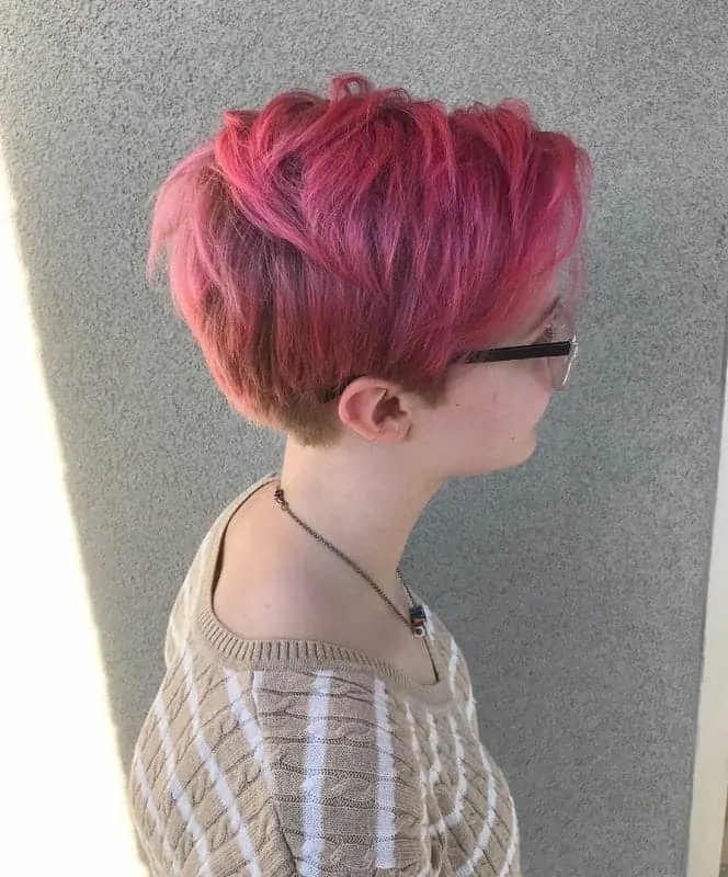 layered pink pixie cut 