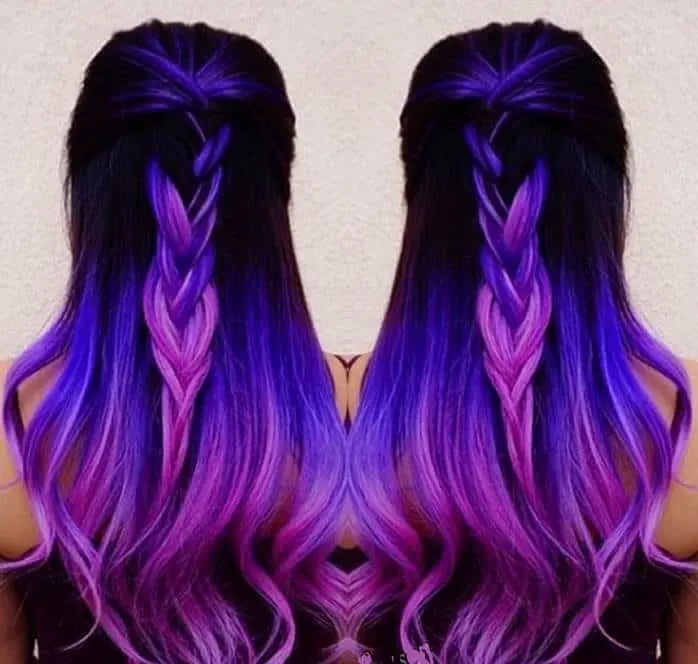 black to purple to blue ombre hair