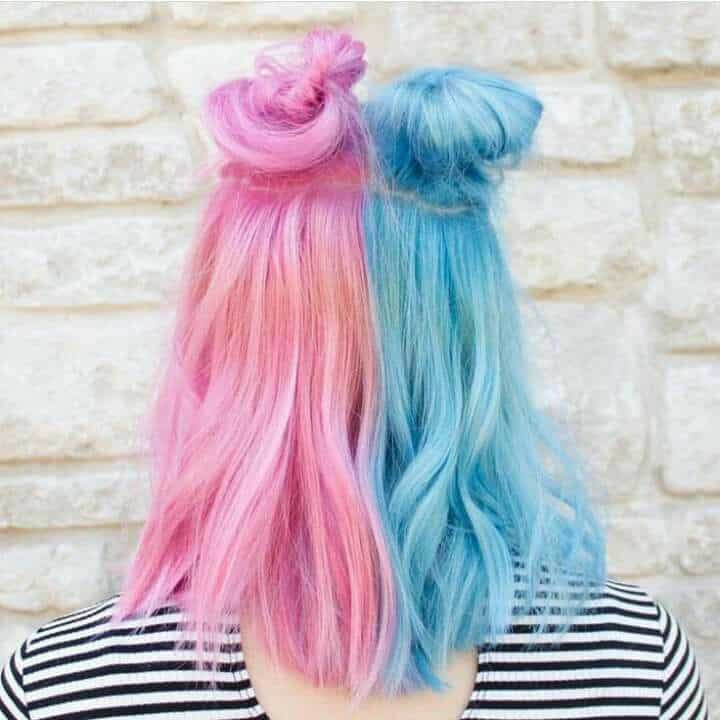 half pink half blue pigtails