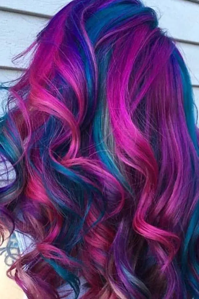 fuchsia pink and blue hair