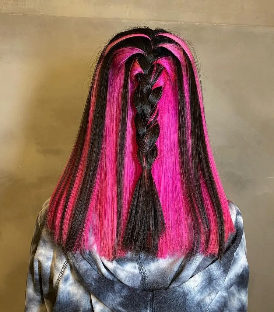 pink underneath hair color