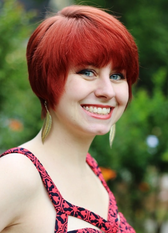  Fiery Red Pixie Cut for Round Face