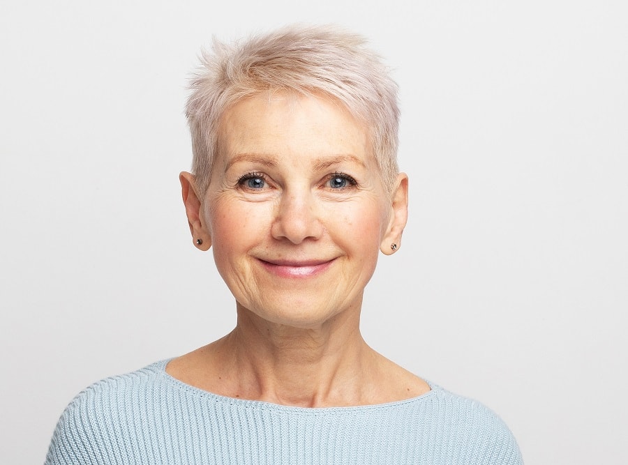 pixie cut for square face over 60