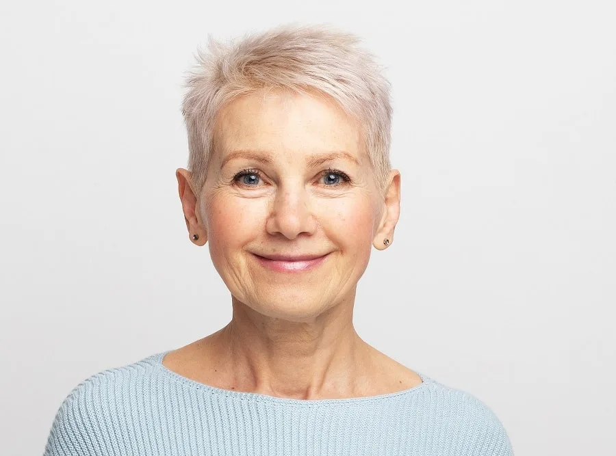 pixie cut for square face over 60
