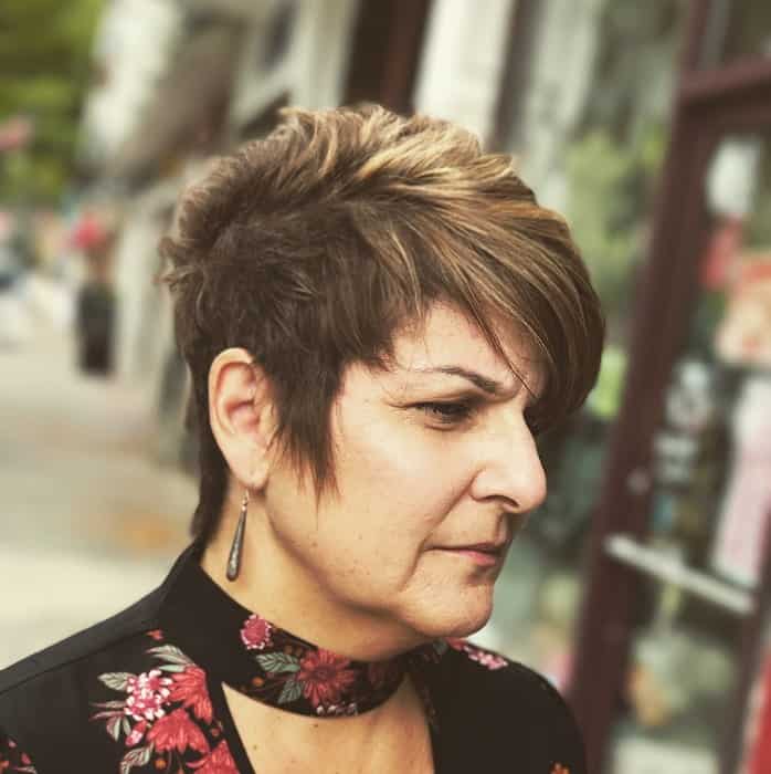 pixie with highlights for older women