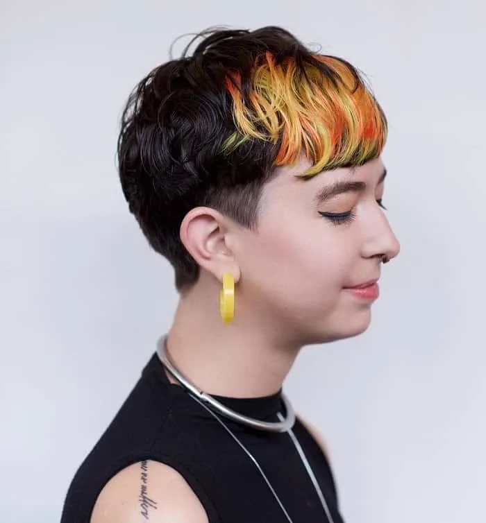 fiery pixie cut with highlights