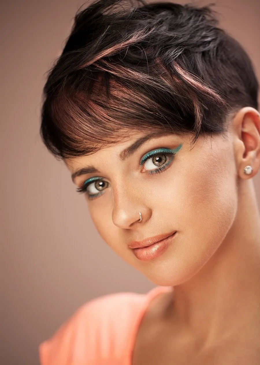 pixie cut with pastel highlights