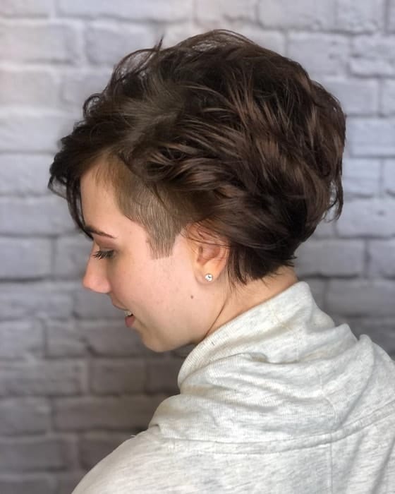 messy pixie with shaved side