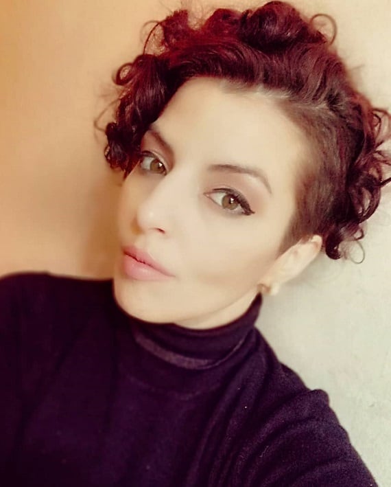 Curly Pixie Cut with Shaved Side